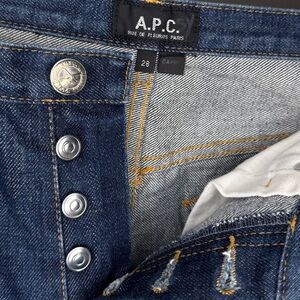 A.P.C. Rue De Fleurus Paris Selvedge Raw Denim Capri Indigo Jeans Size 28 EUC